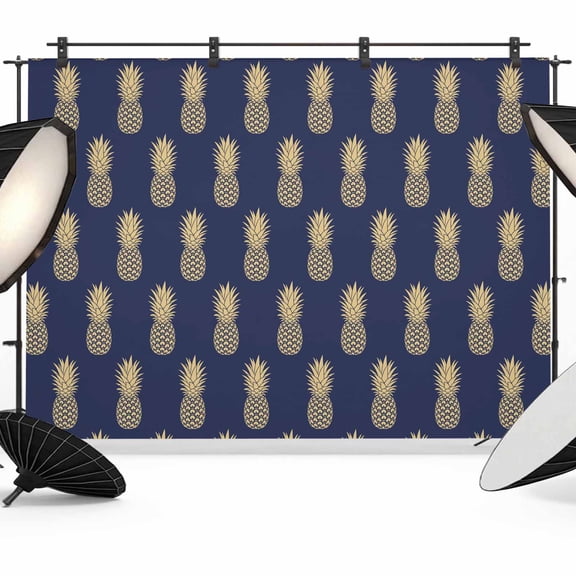 Pineapple Art Photography Backdrop 8x6FT, Vintage Fruit Yellow Blue Modern Texture Photo Backdrops, Background for Photography Studio Photo Studio Background, Back Drop for Photoshoot