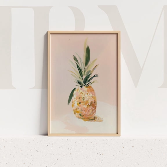 Pineapple Art Print: Soft Pink Tropical Wall Decor #3679, Unframed Canvas Size 16x24