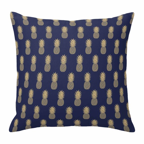 Pineapple Art Throw Pillow Cover Vintage Fruit Yellow Blue Modern Texture Cotton Linen Cushion Cover Throw Pillow Case with Invisible Zipper for Couch Sofa Bed Chair Car 24x24 Inch