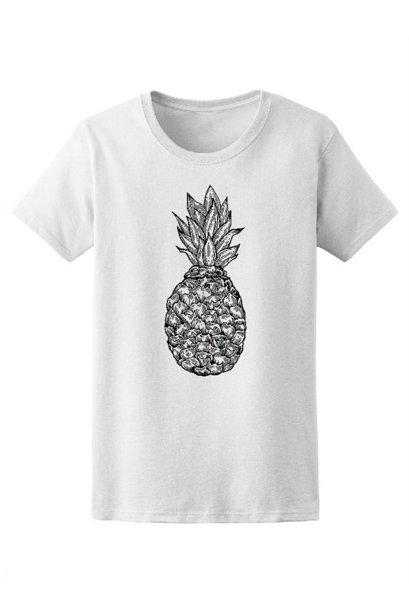 Pineapple B&W Hand Drawn Tee Women's -Image by Shutterstock