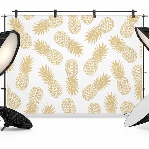 Pineapple Backdrop for Photography,Fabric Photo Background Backdrop,Yellow Summer Tropical Fruit Minimalist Photo Booth Background for Portrait Photoshoot Video Wedding Studio Decoration Banner 7x5ft