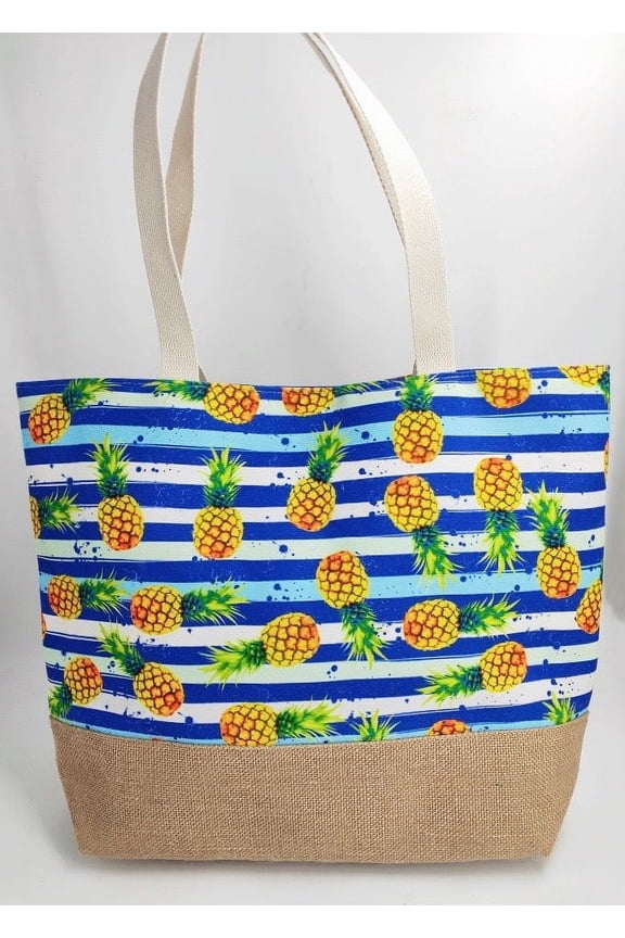 Pineapple Beach Tote Bag - 19 Inch x 15 Inch - Women Swim Pool Bag Large Tote