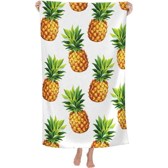 Pineapple Beach Towel 32x52in Microfiber Quick Dry Bath Pineapples Food Big Towels Soft Lightweight Pool Fruits Oversized Towels Sand Free Travel Swimming Decor Gifts for Women Adults