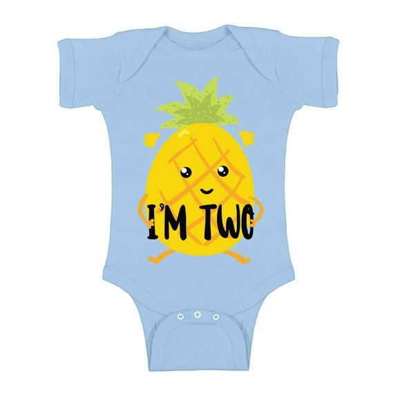 Pineapple Birthday Baby Bodysuit Short Sleeve Cute Pineapple I'm Two Gifts for 2 Years Old Second Birthday Shirt 2nd Years Old Shirt My 2nd Birthday Gifts for Birthday Boy Girl Birthday Gifts