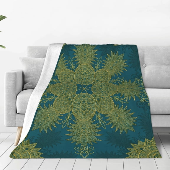 Pineapple Blanket, Bedding Bedroom Living Room Bed Sofa, Birthday Christmas Halloween 50x40