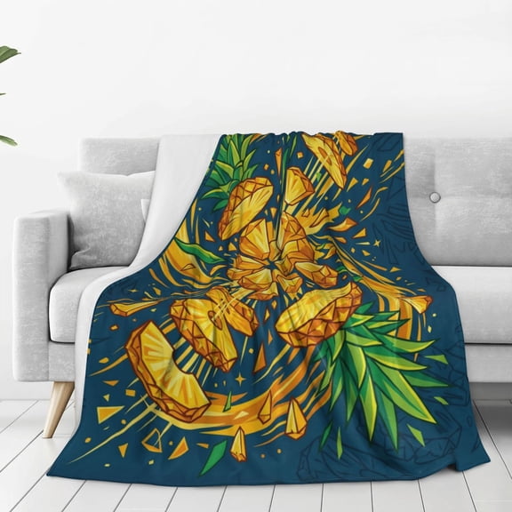 Pineapple Blanket, Pineapple Design Flannel Throw Blanket, Cozy Home Blanket for Men Women Couch Bedroom 50x40