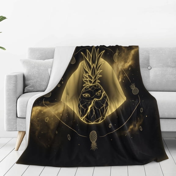 Pineapple Blanket, Summer Tropical Style Flannel Blanket, Soft Decorative Throw for Sofa Couch Bed 50x40