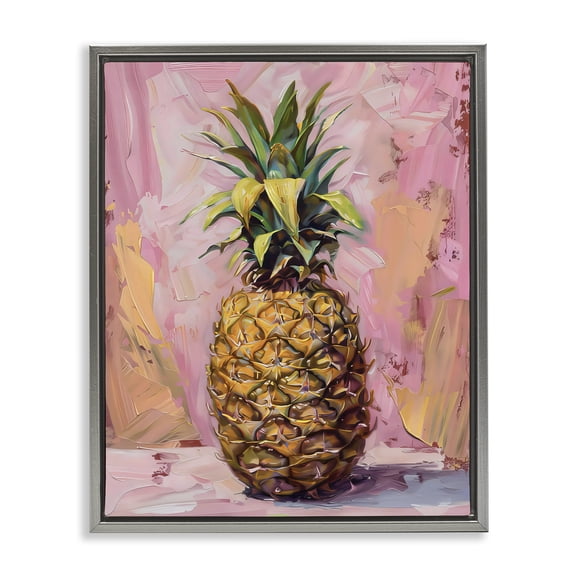 Stupell Industries Pineapple Bliss over Pink Gray Framed Floater Canvas Wall Art, design by LSR Design Studio
