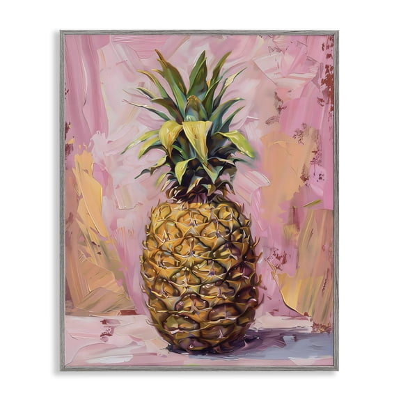 Stupell Industries Pineapple Bliss over Pink Gray Framed Giclee Art, design by LSR Design Studio