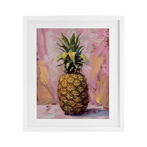 Stupell Industries Pineapple Bliss over Pink White Framed Print Under Glass, design by LSR Design Studio