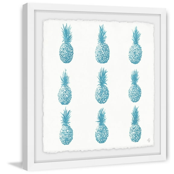 Pineapple Blues Framed Painting Art Print, 12.00" x 1.50"