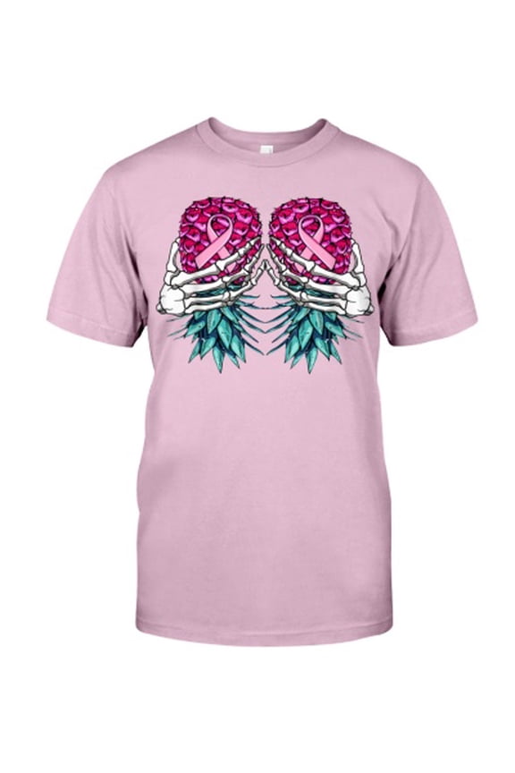 Pineapple Boobs Skeleton Hands Pink Ribbon Breast Cancer Awareness Classic T-Shirt