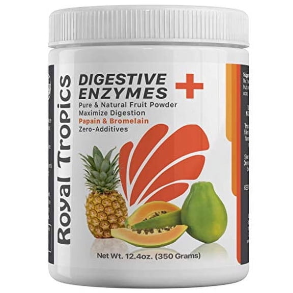 Pineapple Bromelain Digestive Enzyme Supplements in Powder Form by Royal Tropics - Vegetarian Weight Loss Control Formula with Green Papaya and Papain Acid Reducer for Perfect Gut Health