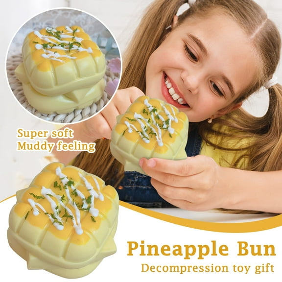 Pineapple Bun Decompression Squeeze Fidget, Textured Silicone Sensory Tool for Anxiety Relief, Realistic Food Style Stress Relief Novelty Hand Exercise Model