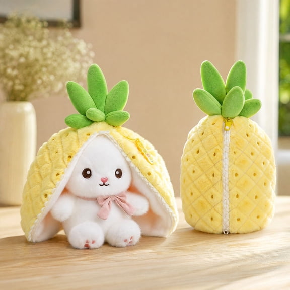 Pineapple Bunny Stuffed Animal, Reversible Pineapple Rabbit Plush, Easter Bunny Stuffed Animal Cute Rabbit Plushie Birthday Gift