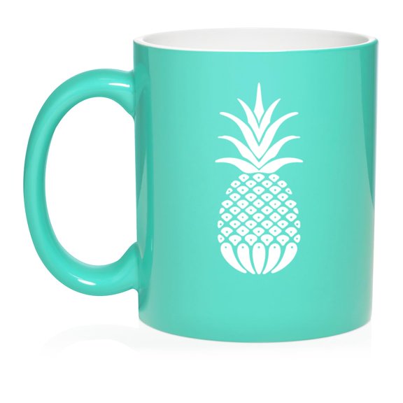 Pineapple Ceramic Coffee Mug Tea Cup Gift for Her, Him, Friend, Coworker, Wife, Husband (11oz Teal)