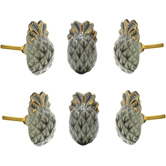 Pineapple Ceramic Knob (Set Of 6) Pineapple Shape Knobs Pull And Push For Handles, Cabinet, Drawer, Door, Wardrobe, Home Interior Decorative Item