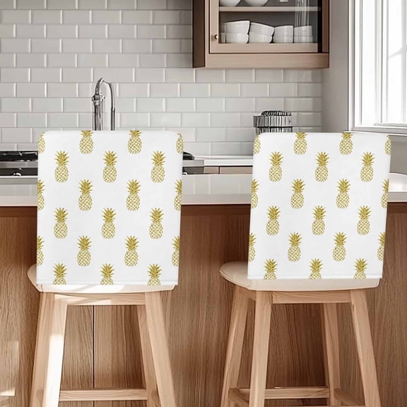 Pineapple Chair Back Cover for Dining Room, Modern Abstract Yellow Fruits Textured Removable Kitchen Chair Slipcovers, Washable Seat Protector for Restaurant Party Banquet Wedding Décor