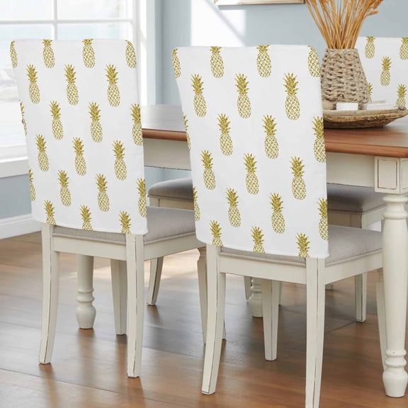 Pineapple Chair Back Covers, Modern Abstract Yellow Fruits Textured Removable Chair Covers for Dining Chairs Set of 8, Washable Chairs Slipcovers Back Seat Protector for Wedding Party 19"x20"