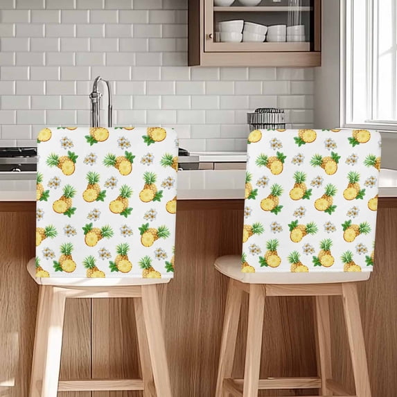 Pineapple Chair Covers Set of 8 Summer Yellow Fruit Chair Back Covers Stretch Removable Washable Chairs Slipcovers Chair Protector for Dining Room Kitchen Party Decor