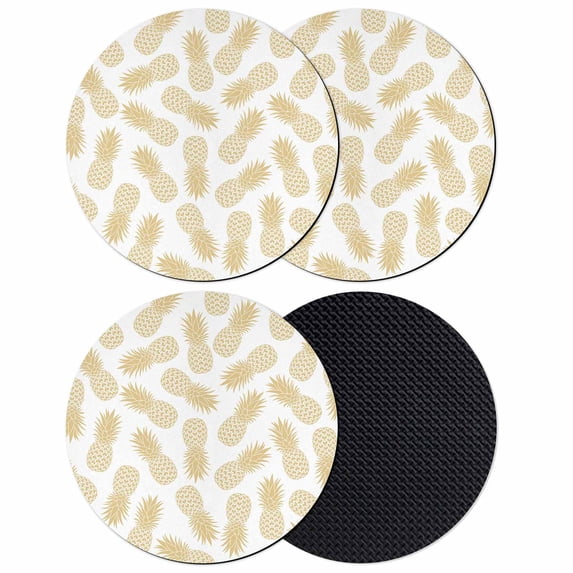 Pineapple Coasters Set of 4, Absorbent Coasters for Drinks, Yellow Summer Tropical Fruit Minimalist Coaster for Desk Coffee Table Protection, Home Decor House Warming Gifts 4"