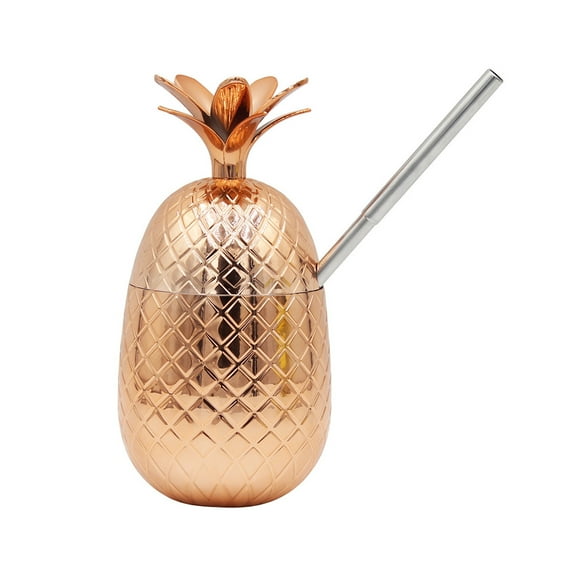 Pineapple Cocktail Cup Plastic Drinking Cup Party Decorative Cup with Straw 450ml