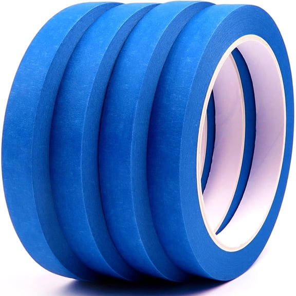 DOAY 4 Pack Blue Painters Tape - Masking Tape 0.50 Inch Wide - Multi-Surface, Smart Adhesion, Indoor & Outdoor - 360FT Total - Paint Tape for DIY, Labeling, Art, Car, General Purpose (#3910)