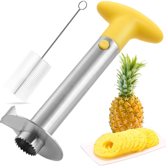 Pineapple Corer and Slicer Tool, Stainless Steel Pineapple Core Remover Tool, Stainless Steel Pineapple Cutter for Home Kitchen with Sharp Blade for Diced Fruit Rings