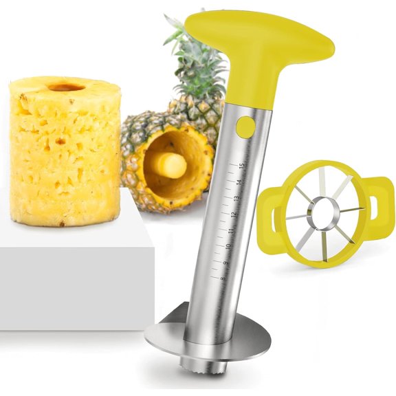 Pineapple Corer , Stainless Steel Fruit Peeler Slicer - Upgraded, Reinforced Thicker , Core Remover with Measure Mark, Kitchen Tool for Diced Pineapple Rings