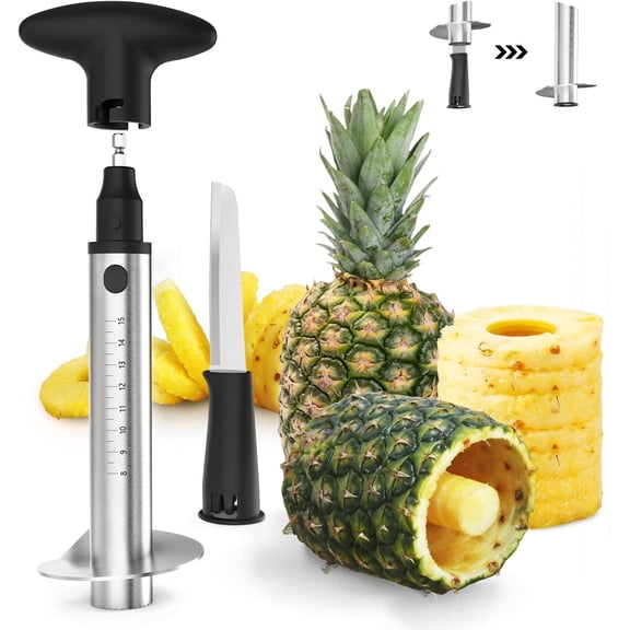 Pineapple Corer with , [Upgraded, Electric & Manual]   Fruit  with Electric Drill Accessory, Pineapple Slicer Core Remover Kitchen Tool with Measure Mark