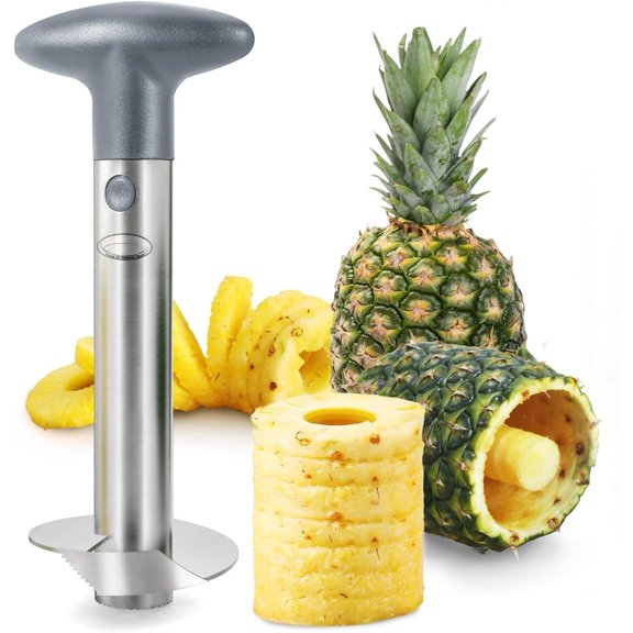 Pineapple Corer, [Upgraded, Reinforced, Thicker ]   Pineapple Corer Remover,   Pineapple Core Remover Kitchen Tool with   for Diced Fruit Rings, Gray