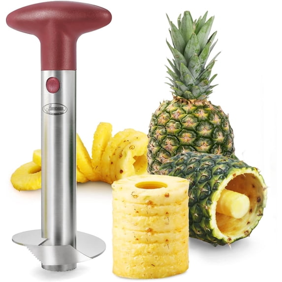 Pineapple Corer, [Upgraded, Reinforced, Thicker ]   Pineapple Corer Remover,   Pineapple Core Remover Kitchen Tool with   for Diced Fruit Rings, Red