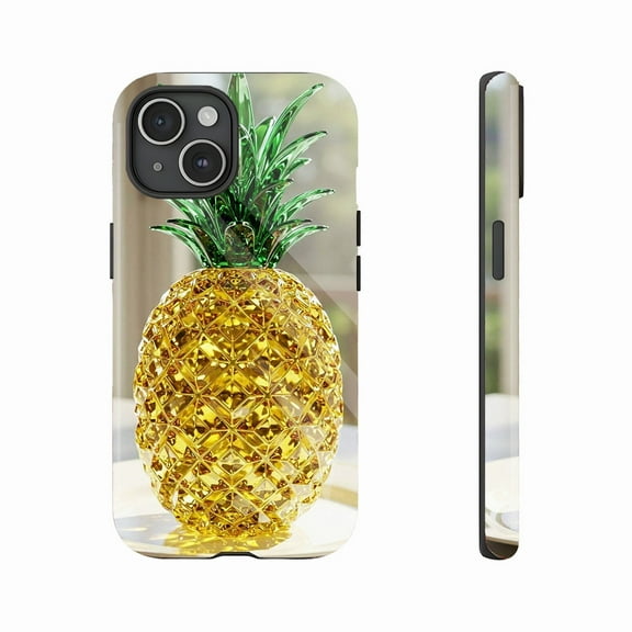 Pineapple Crystal Phone Case for Summer Parties & Gifts - Sparkling Yellow Green Design, Durable Shockproof Cover, Compatible with iPhone 11/12/13/14/15/16 (Pro Max/Plus)