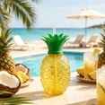 thumbnail image 1 of Pineapple Cups with Straws Plastic Drinking Bottle with Lids Hawaiian Party Supplies Beach Cups for Outdoor Parties 3.54x6.29in 2PCS, 1 of 9