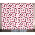 thumbnail image 1 of Ambesonne Pineapple Curtains 2 Panel Set, Doodled Exotic Style, 108" x 84", Pink Black Magenta, 1 of 3