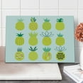 thumbnail image 1 of Pineapple Cutting Board, Composition of Pineapples with Different Patterns Lines Rhombuses and Zigzags, Decorative Tempered Glass Cutting and Serving Board, Large Size, Multicolor, by Ambesonne, 1 of 1