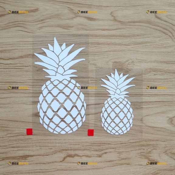 Pineapple Decal Vinyl Sticker - 2 Pack White, 4 Inches, 6 Inches - Die Cut No Background for Car Boat Laptop Cup