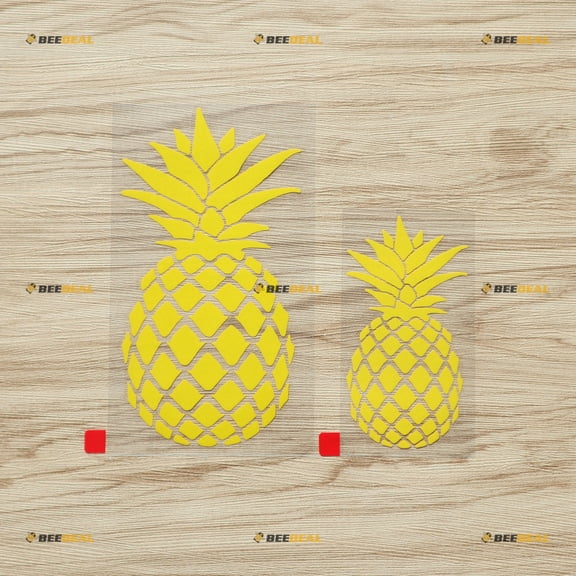 Pineapple Decal Vinyl Sticker - 2 Pack Yellow, 4 Inches, 6 Inches - Die Cut No Background for Car Boat Laptop Cup