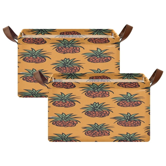 Pineapple Design 16.9x11.4x10in Foldable Open Home Storage Bins Durable Water Resistant Shelf Baskets