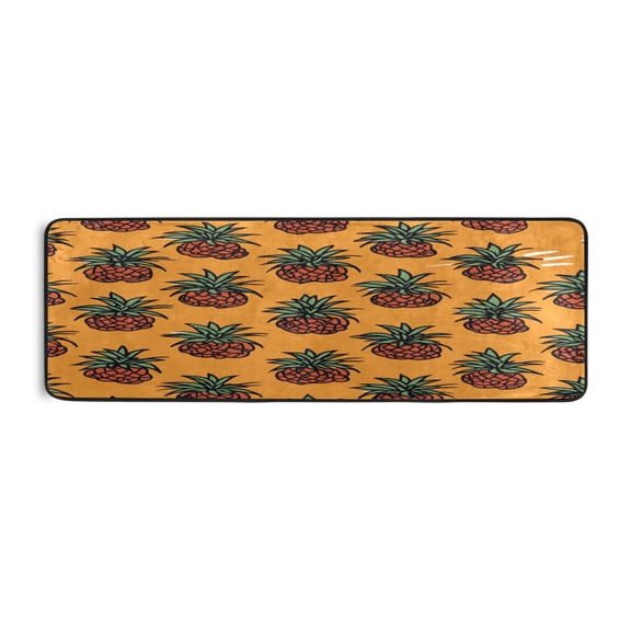 Pineapple Design 72x24" Runner Rug, Non-Slip Memory Foam Cushion, Anti-Crease for Hallways and Bedrooms