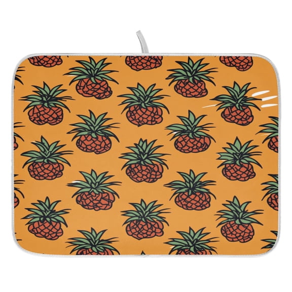 Pineapple Design Dish Drying Mat for Kitchen, Quick Drying Absorbent Soft Durable 16" x 18"
