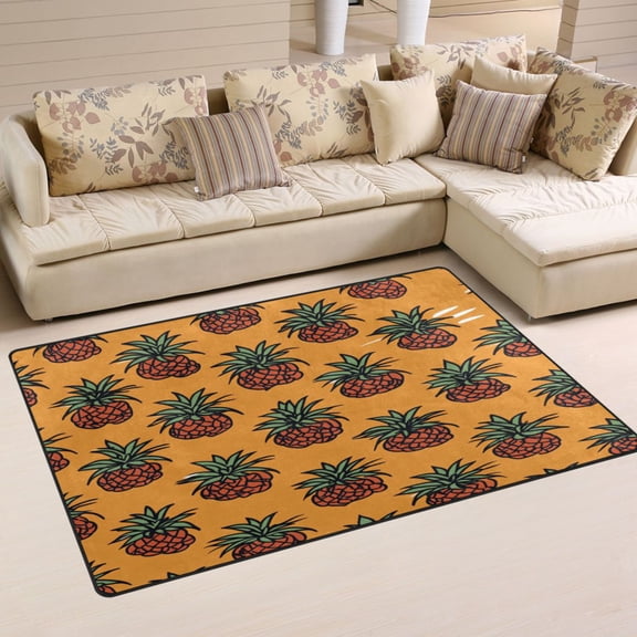 Pineapple Design Soft Polyester Area Rug 31''x20'', Non Slip, Memory Foam, Water Absorbent