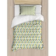 thumbnail image 1 of Pineapple Duvet Cover Set, Repetitive Style Colorful Ananas Motifs Print on Plain Backdrop, Decorative 2 Piece Bedding Set with 1 Pillow Shams, Twin Size, Seafoam and Pale Vermilion, by Ambesonne, 1 of 3