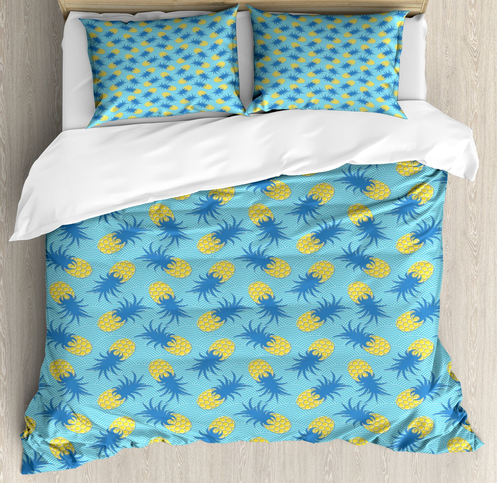 Pineapple Duvet Cover Set, Summer Fruits Tasty Tropical Vegan Ananas ...