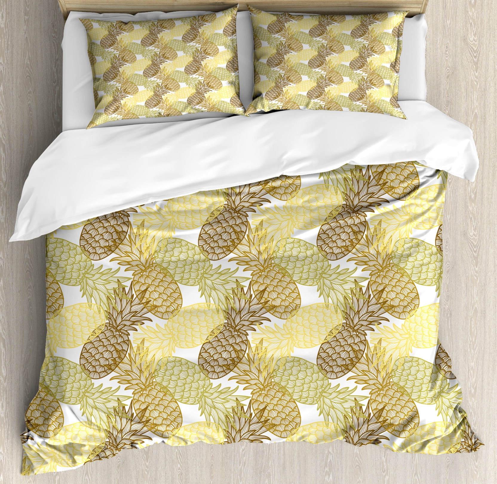 King Size Multicolor Pineapple Duvet Cover Set with Pillow Shams