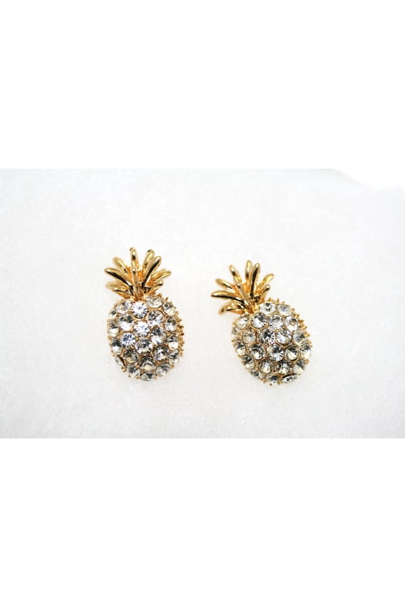 Pineapple Earrings CZ Crystal Chaton Stud Earring