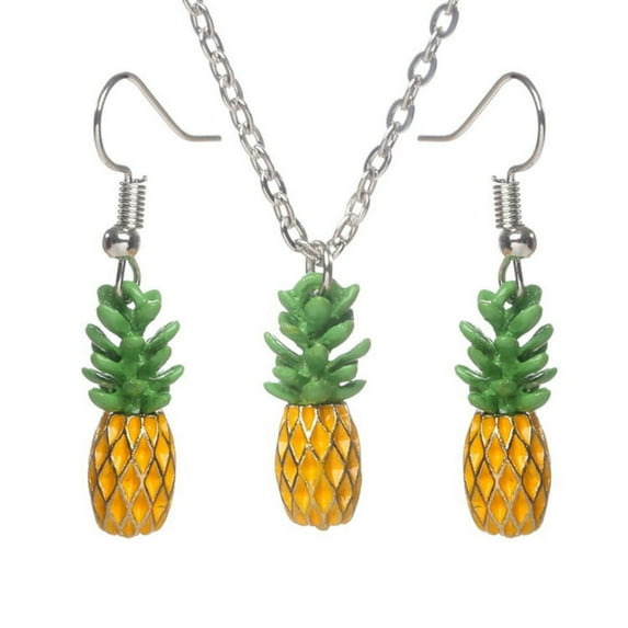 Pineapple Earrings Pineapple Necklace Fruit Pendant Jewelry Set J-111