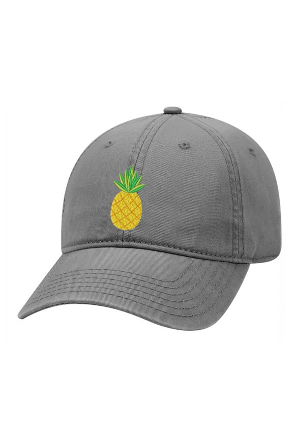 Pineapple Embroidered Twill Baseball Cap Unisex Dad Hat with Adjustable Metal Buckle Back-Charcoal