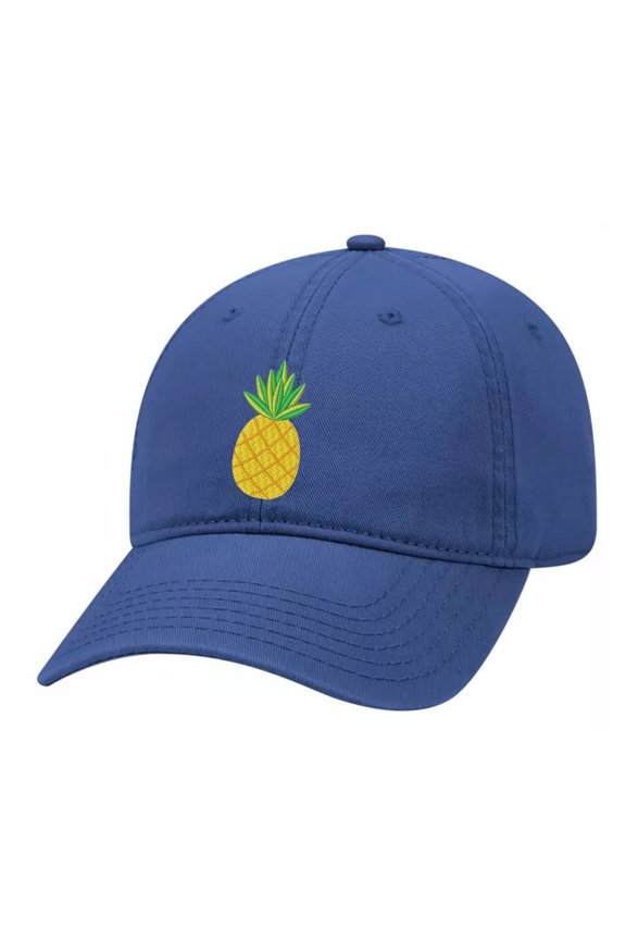 Pineapple Embroidered Twill Baseball Cap Unisex Dad Hat with Adjustable Metal Buckle Back-Royal