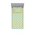 thumbnail image 1 of Pineapple Fitted Sheet & Pillow Sham Set, Tropical Exotic Fruit Illustrated Pattern on Stripes, Decorative Printed 4 Piece Bedding Decor Set, Twin, Earth Yellow Teal, by Ambesonne, 1 of 3